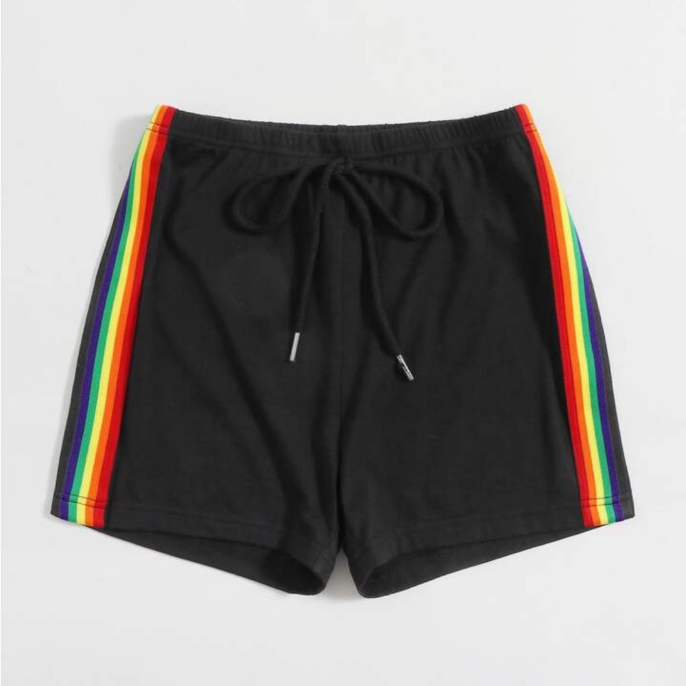 High wasted rainbow stripe shorts Size Small - Picture 7 of 8